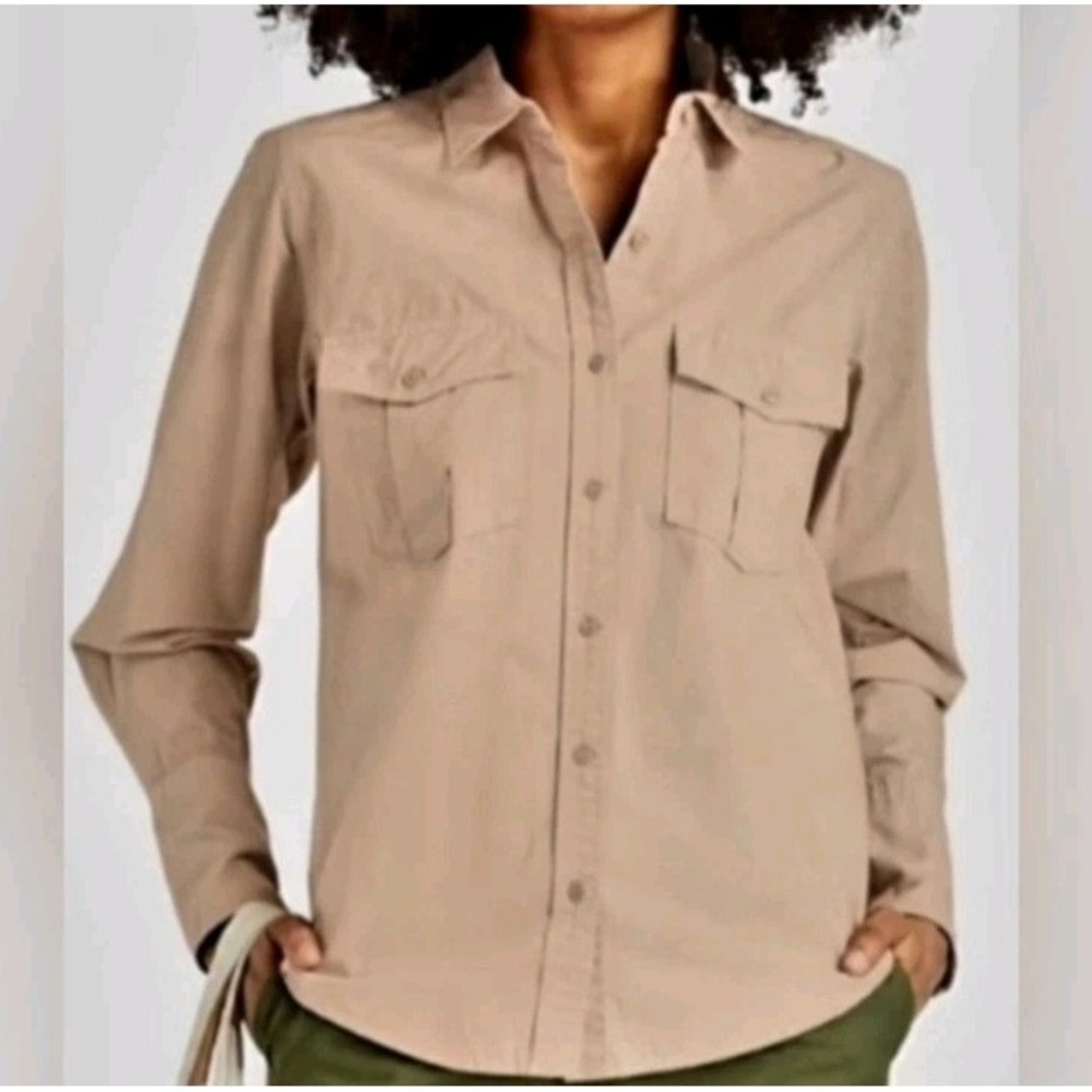 Alex Mill Button Shirt Women's Size XS Tan Wash & Go Cotton Long Sleeve